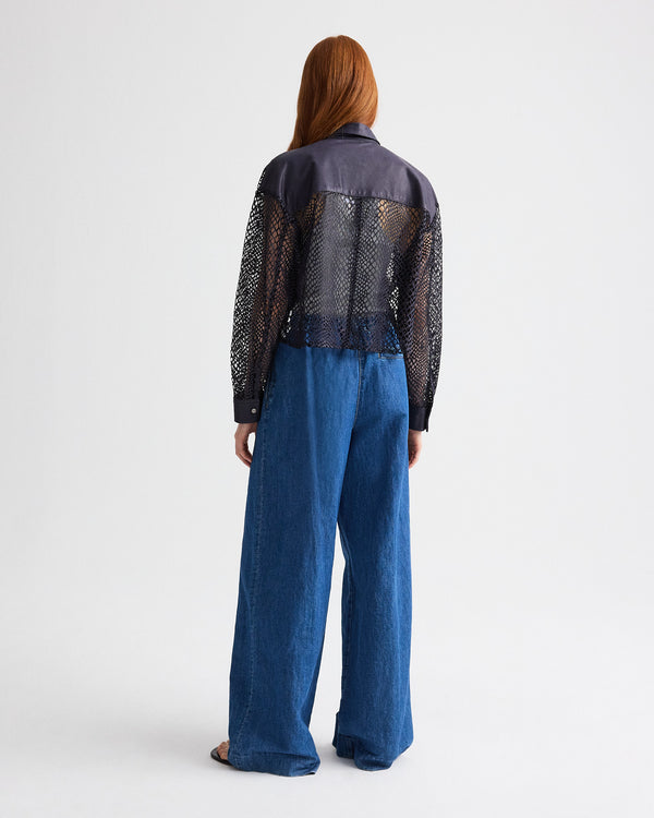 TWP Night sky Little Big Joe Shirt in Laser Cut Snake Leather view 5