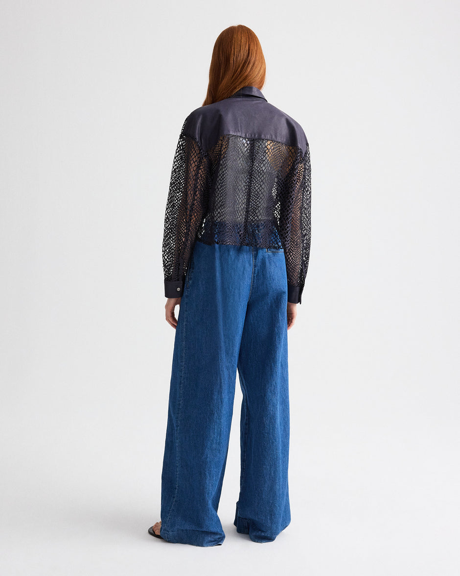 TWP Night sky Little Big Joe Shirt in Laser Cut Snake Leather view 5