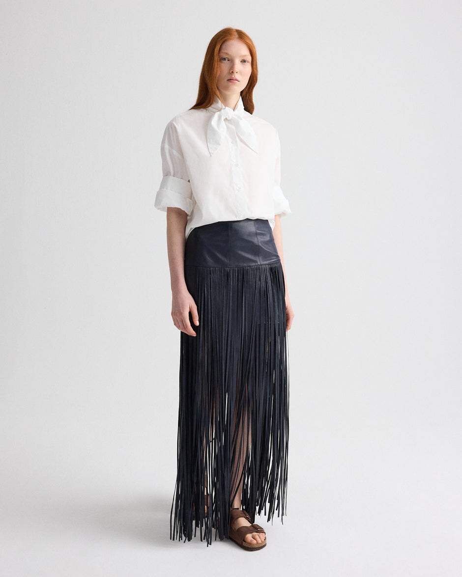 TWP Midnight Tangled Up + Blue Skirt in Leather view 4