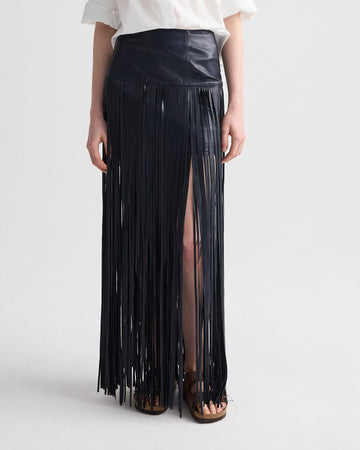 TWP Midnight Tangled Up + Blue Skirt in Leather view 3