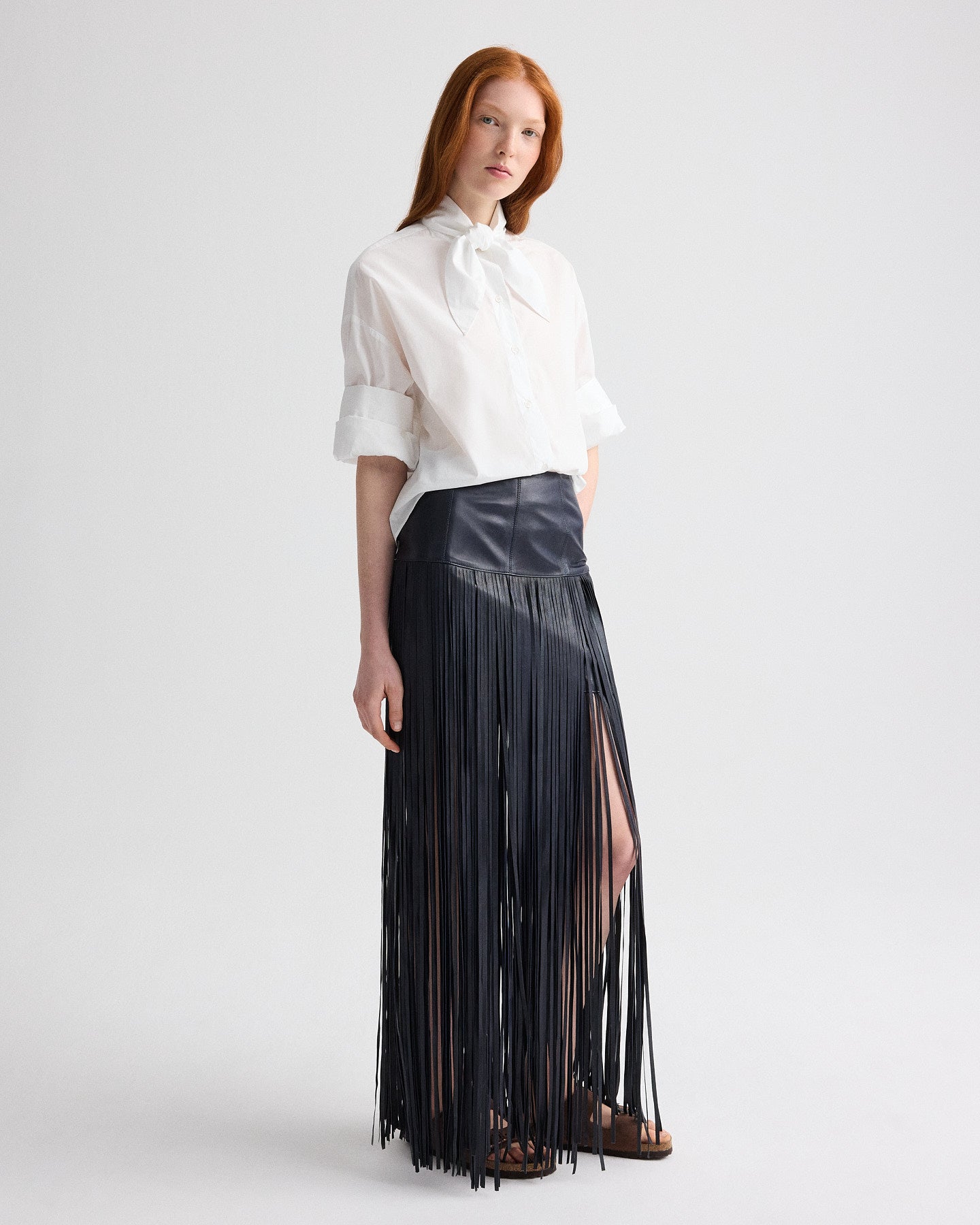 TWP Midnight Tangled Up + Blue Skirt in Leather view 3
