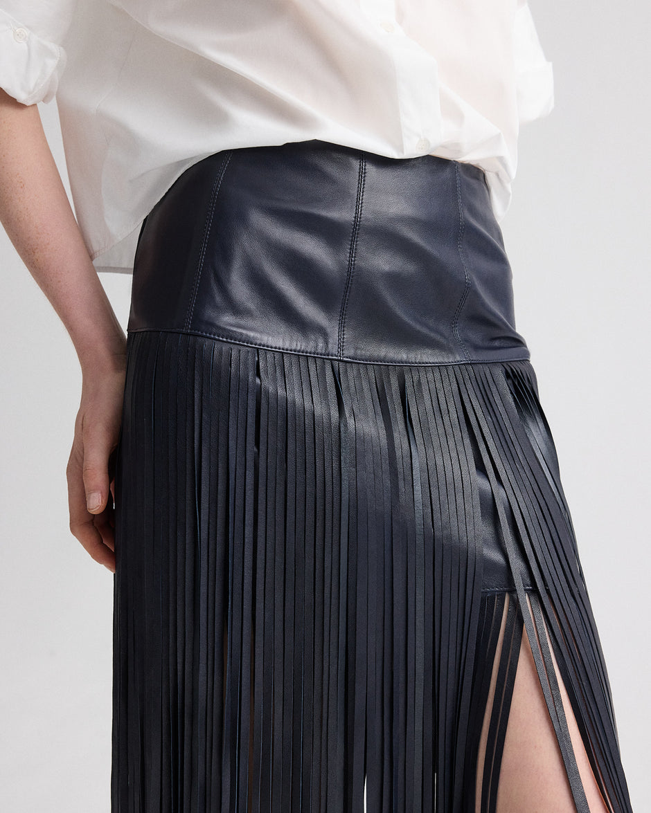 TWP Midnight Tangled Up + Blue Skirt in Leather view 2