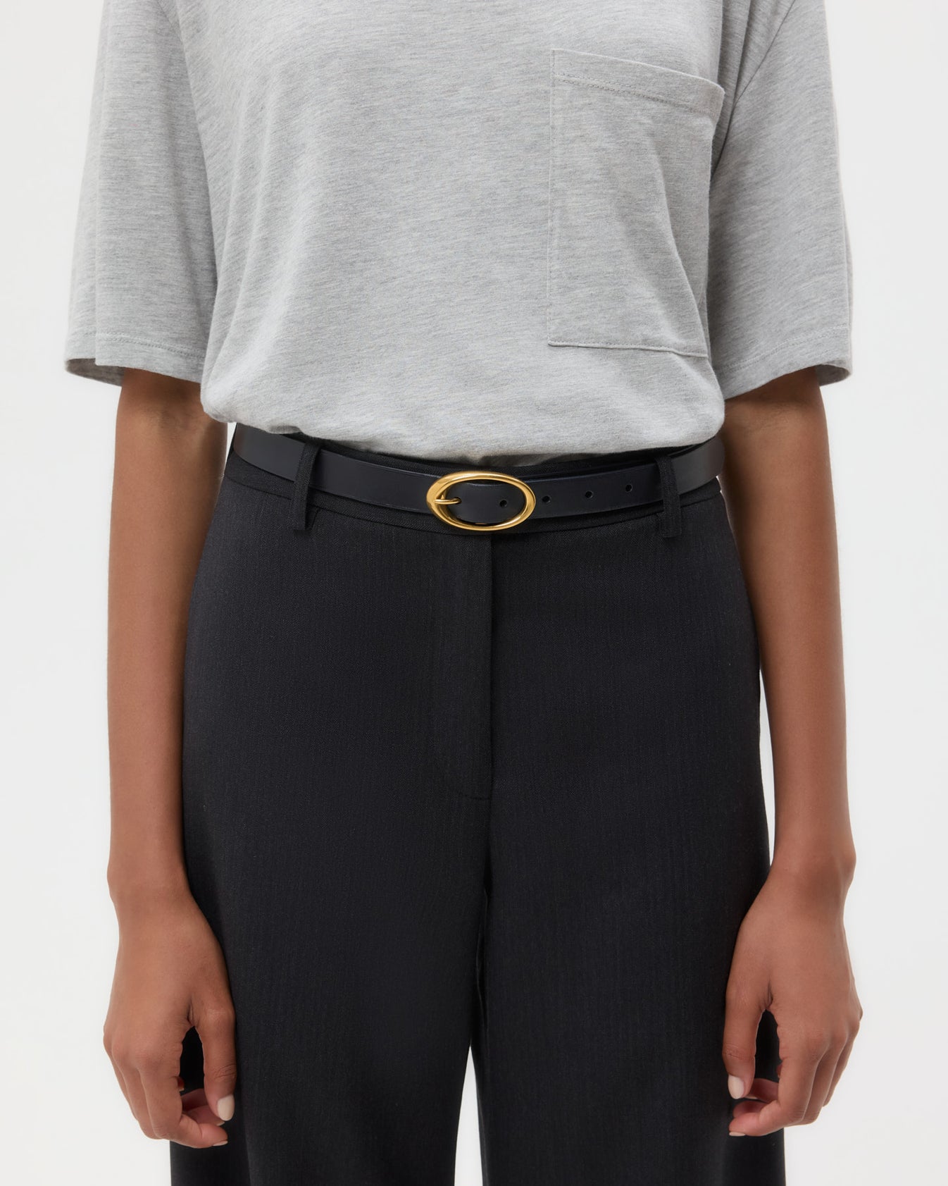 TWP Midnight Narrow Belt in Leather view 3