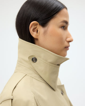 TWP Olive Long Bogie Coat in Waterproof Canvas view 1