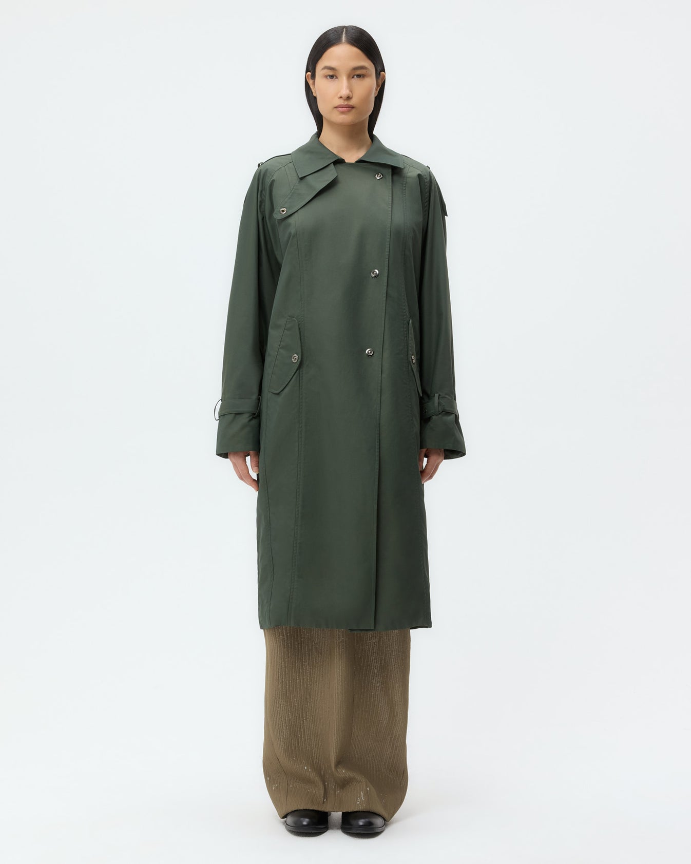 TWP Beetle Long Bogie Coat in Waterproof Canvas view 1