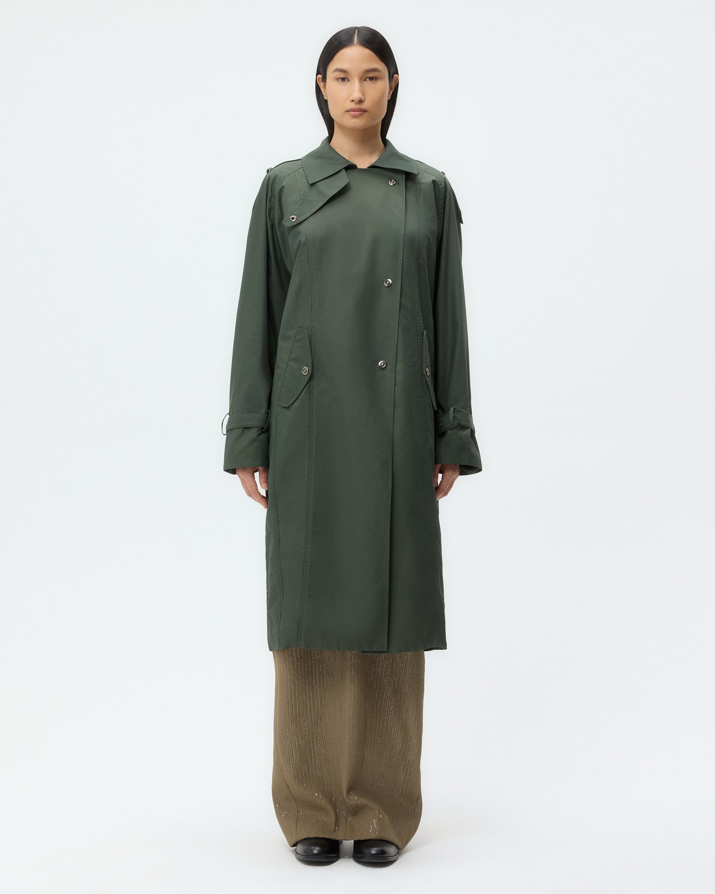 TWP Beetle Long Bogie Coat in Waterproof Canvas view 1