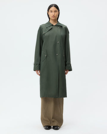 TWP Beetle Long Bogie Coat in Waterproof Canvas view 1