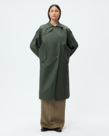 TWP Beetle Long Bogie Coat in Waterproof Canvas view 3