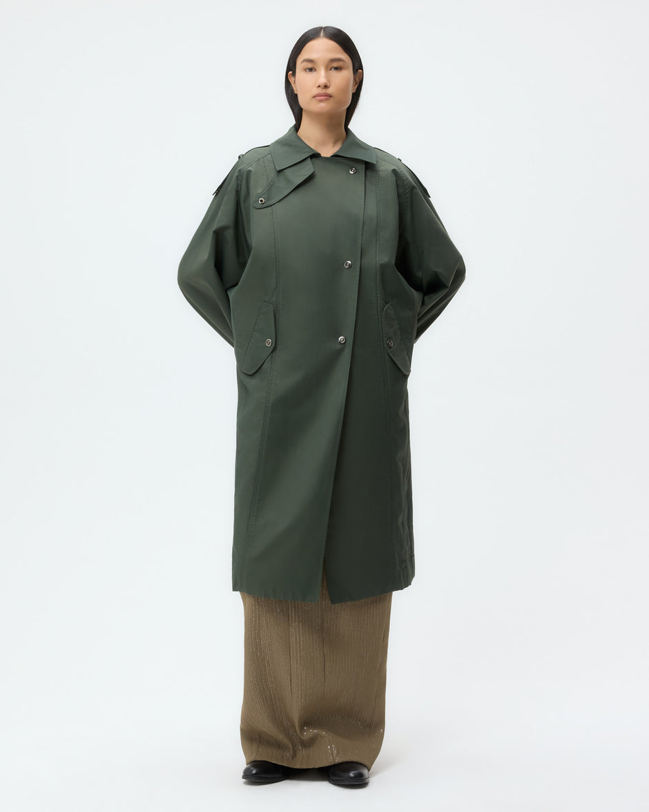 TWP Beetle Long Bogie Coat in Waterproof Canvas view 3