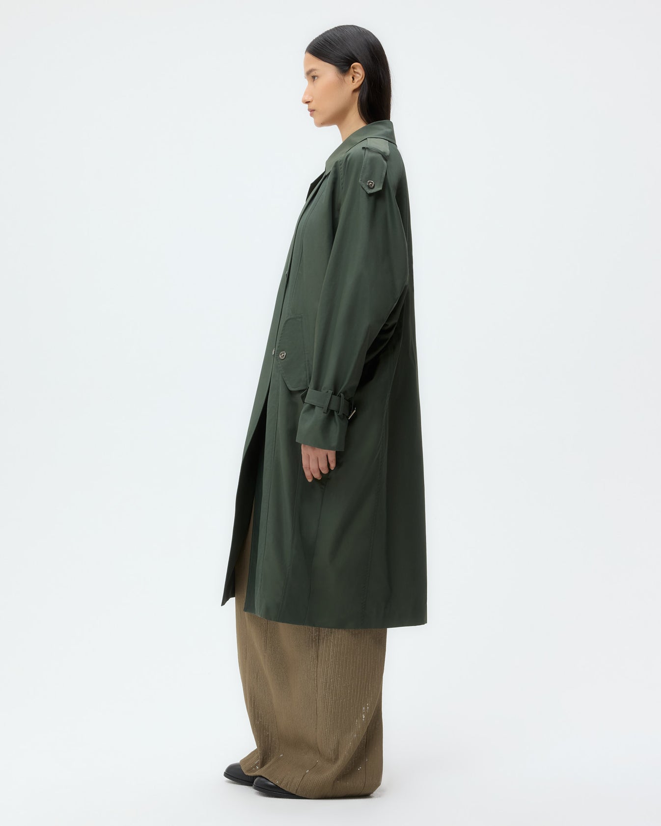 TWP Beetle Long Bogie Coat in Waterproof Canvas view 4