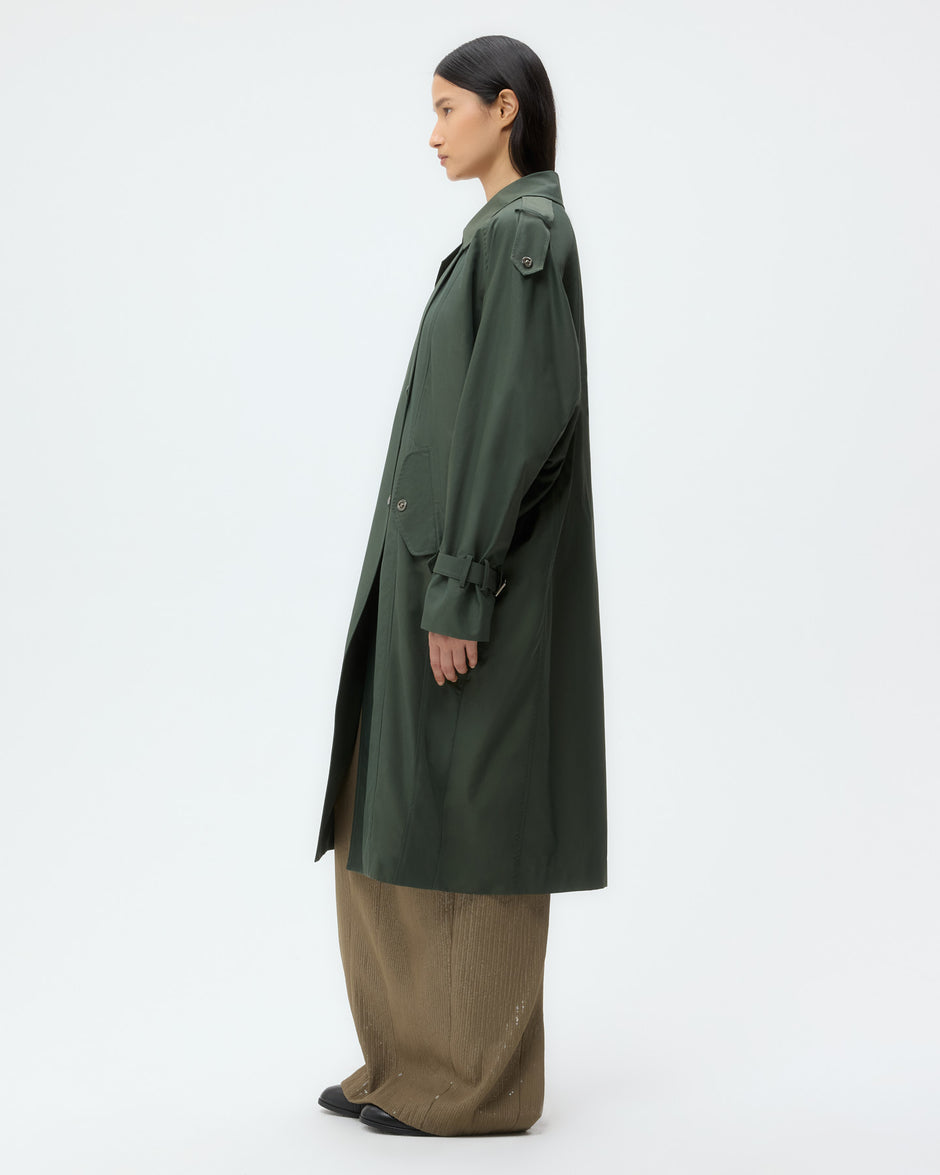 TWP Beetle Long Bogie Coat in Waterproof Canvas view 4
