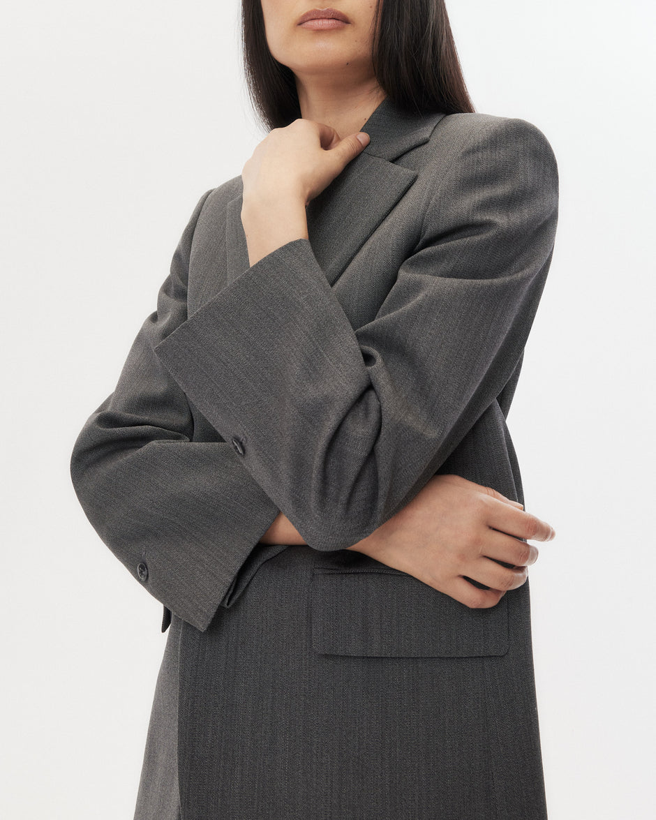 TWP Medium heather grey Jillian Blazer in Structured Wool Suiting view 4