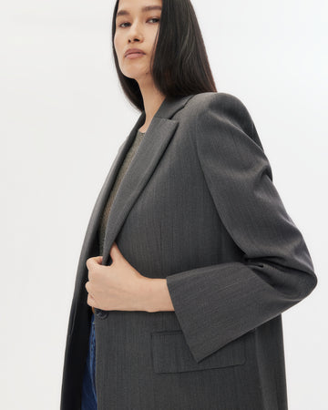 TWP Medium heather grey Jillian Blazer in Structured Wool Suiting view 1