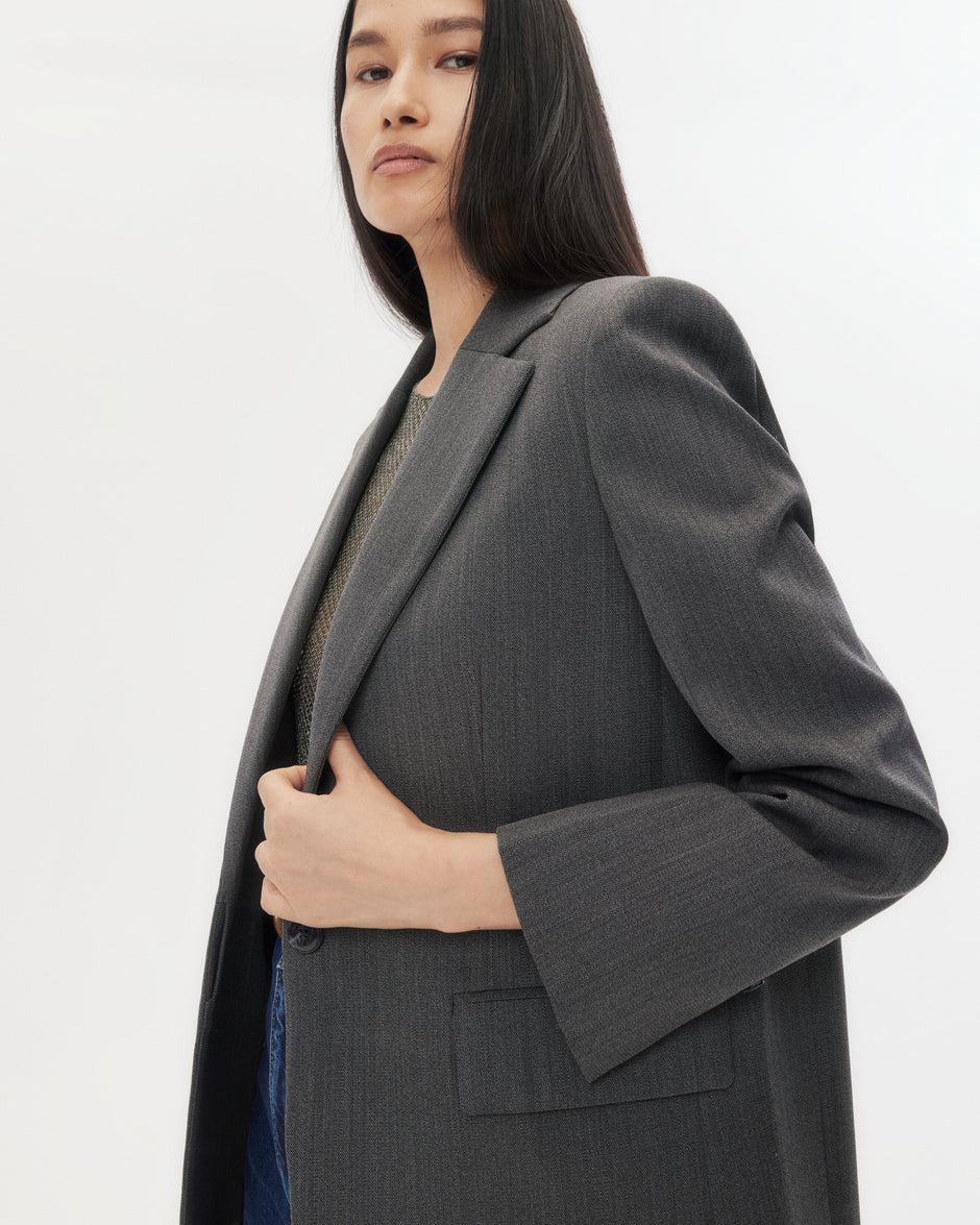 TWP Medium heather grey Jillian Blazer in Structured Wool Suiting view 1