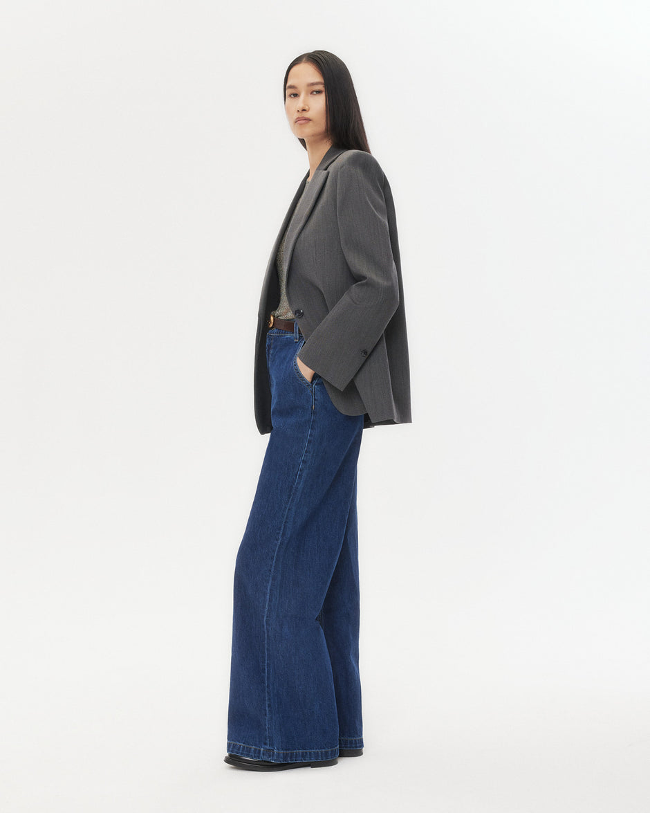 TWP Medium heather grey Jillian Blazer in Structured Wool Suiting view 5