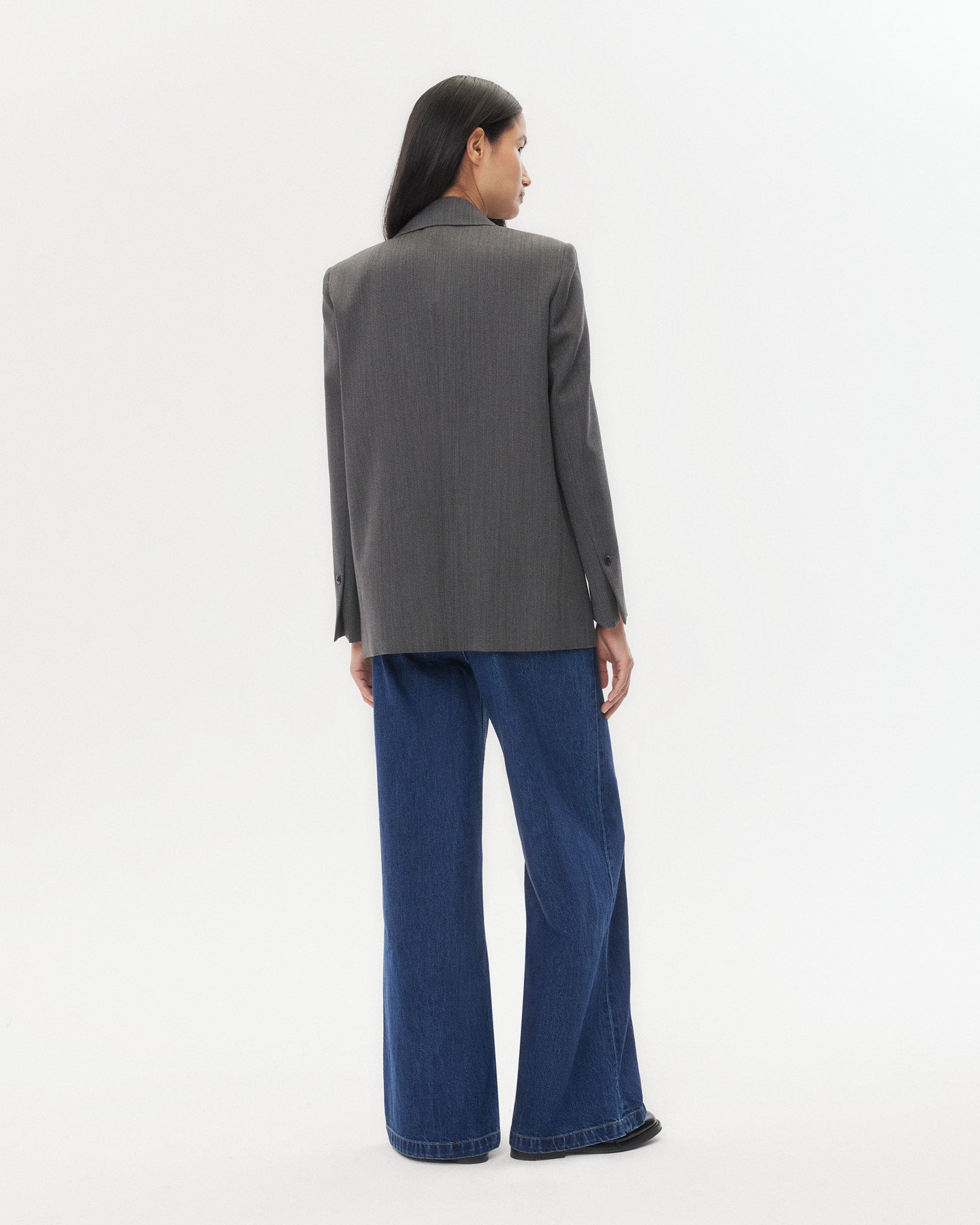 TWP Medium heather grey Jillian Blazer in Structured Wool Suiting view 6
