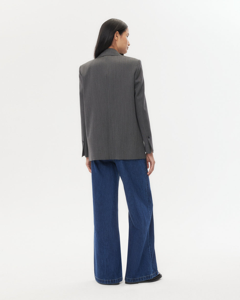 TWP Medium heather grey Jillian Blazer in Structured Wool Suiting view 6
