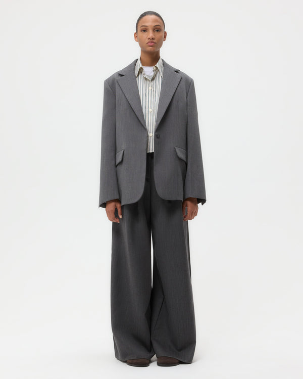 TWP Medium heather grey Jillian Blazer in Structured Wool Suiting view 2
