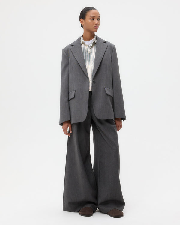 TWP Medium heather grey Jillian Blazer in Structured Wool Suiting view 6
