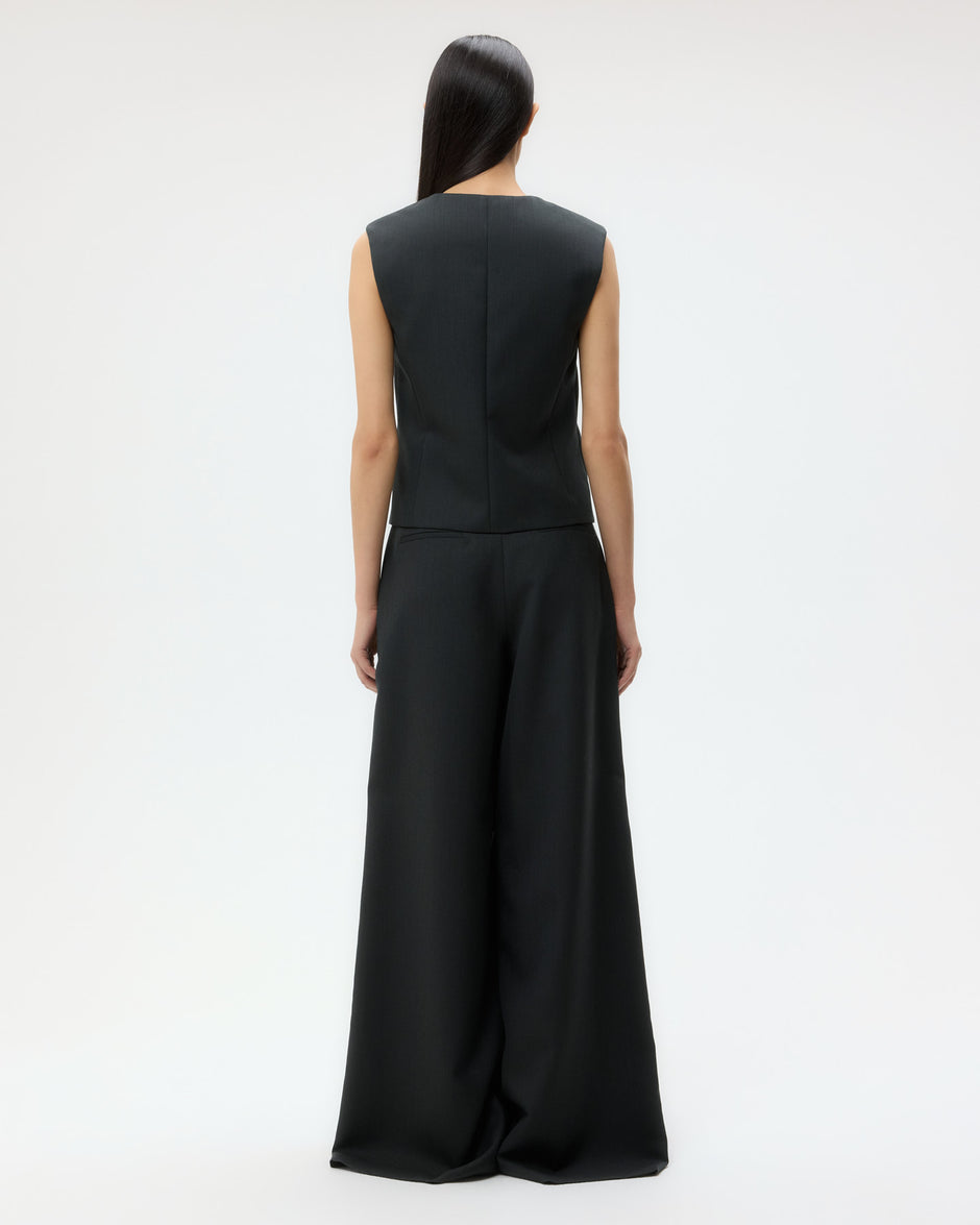 TWP Dark spruce Tyler Vest in Structured Wool Suiting view 5
