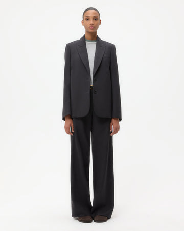 TWP Charcoal Perfect Boyfriend Blazer in Micro Herringbone Wool Suiting view 6