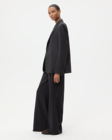 TWP Charcoal Perfect Boyfriend Blazer in Micro Herringbone Wool Suiting view 4