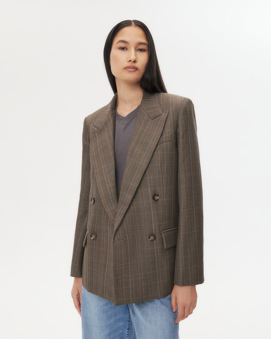TWP Medium heather grey multi Harper Blazer in Stretch Wool view 2