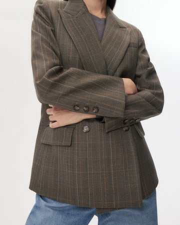 TWP Medium heather grey multi Harper Blazer in Stretch Wool view 3