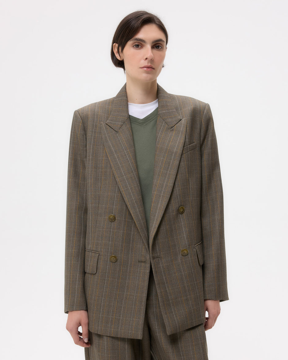 TWP Medium heather grey multi Harper Blazer in Stretch Wool view 4