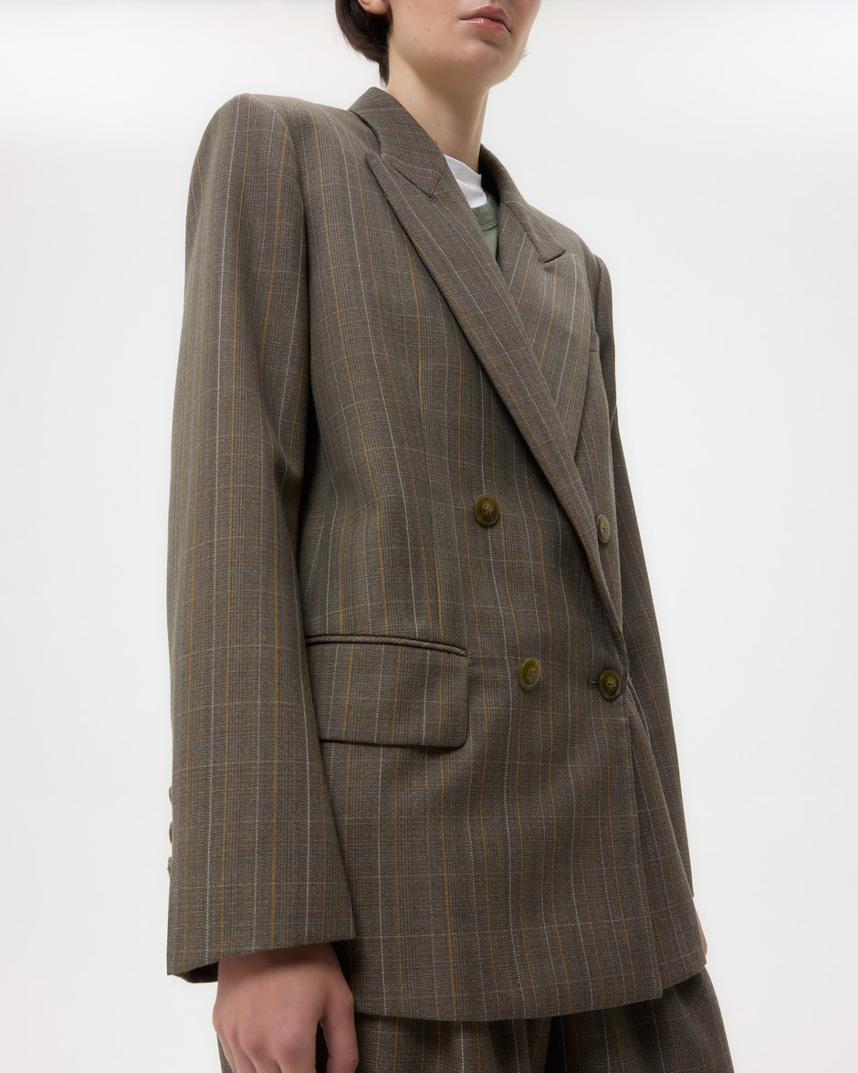 TWP Medium heather grey multi Harper Blazer in Stretch Wool view 5