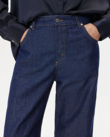 TWP Indigo resin Easy Boy Pant in Linen Cotton Denim view 2