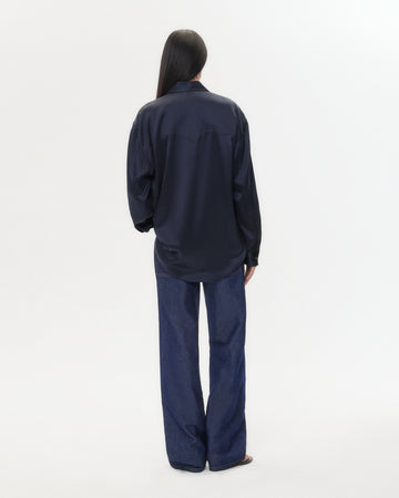 TWP Indigo resin Easy Boy Pant in Linen Cotton Denim view 5