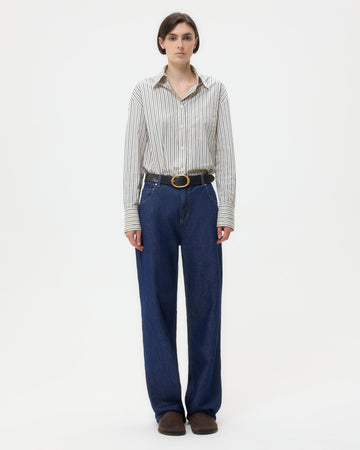 TWP Indigo resin Easy Boy Pant in Linen Cotton Denim view 6