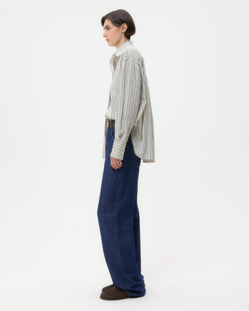 TWP Indigo resin Easy Boy Pant in Linen Cotton Denim view 4