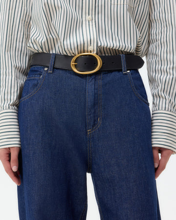 TWP Indigo resin Easy Boy Pant in Linen Cotton Denim view 3