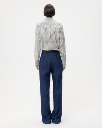 TWP Indigo resin Easy Boy Pant in Linen Cotton Denim view 5
