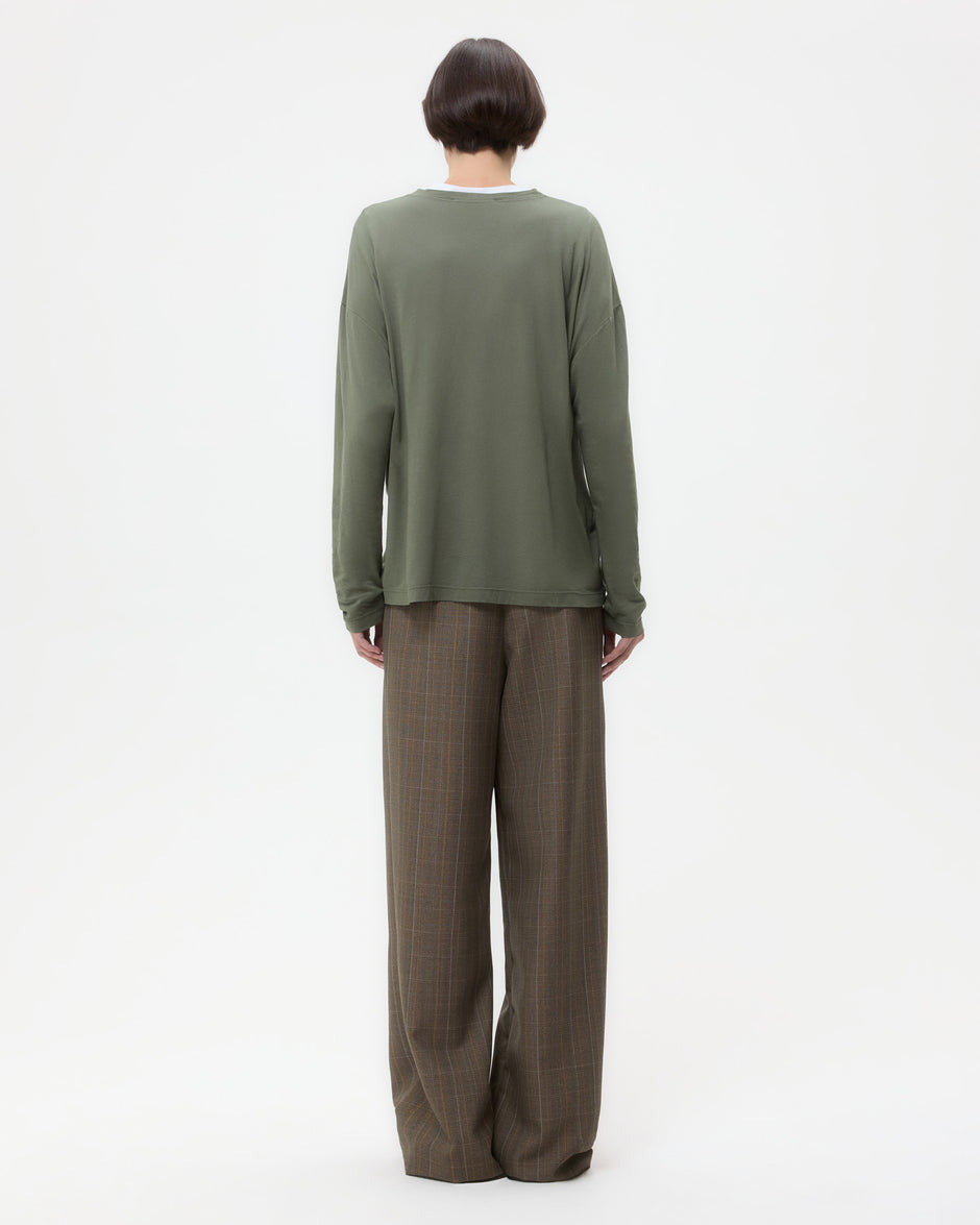 TWP Medium heather grey multi Sulli Pant in Stretch Wool view 6