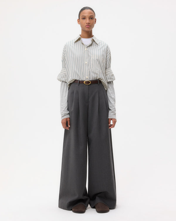 TWP Medium heather grey Avery Pant in Structured Wool Suiting view 6