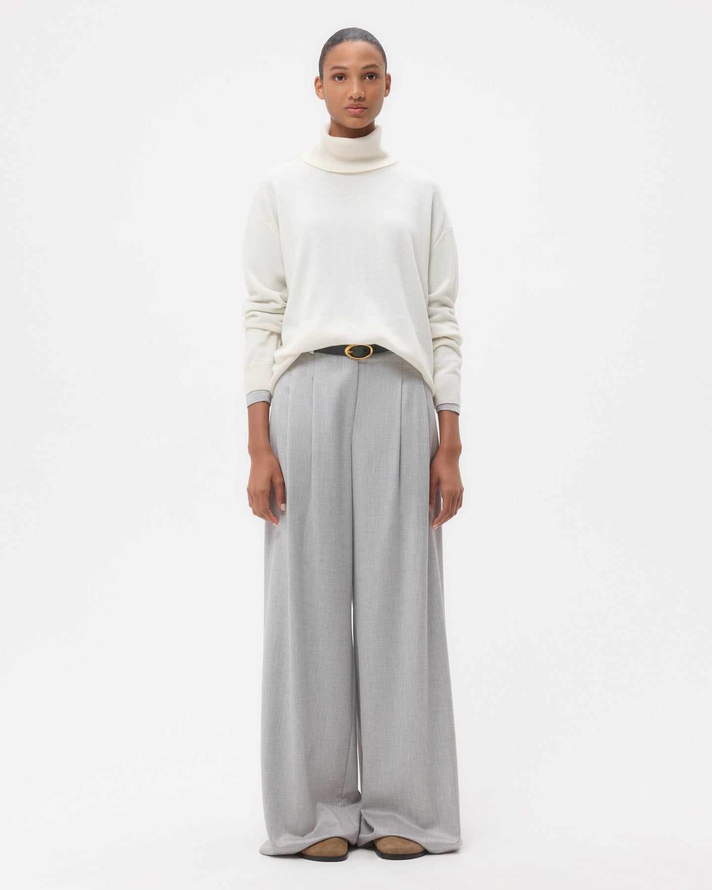 Light heather grey Avery Pant in Viscose Wool Suiting | TWP