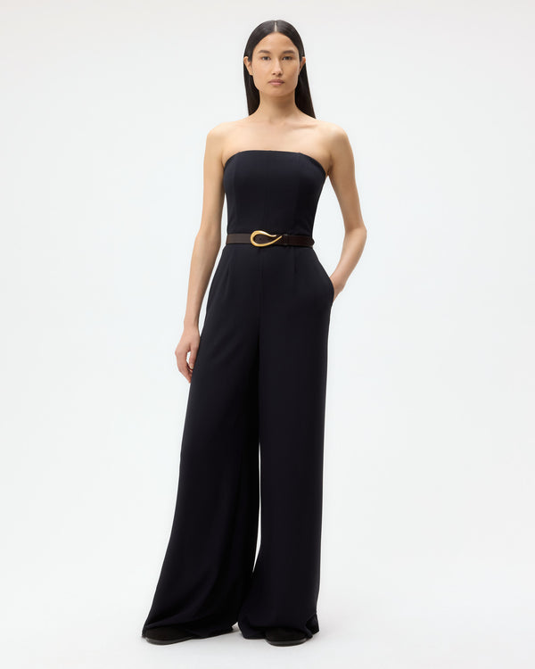 TWP Midnight Jade Jumpsuit in Drapey Wool Crepe view 2