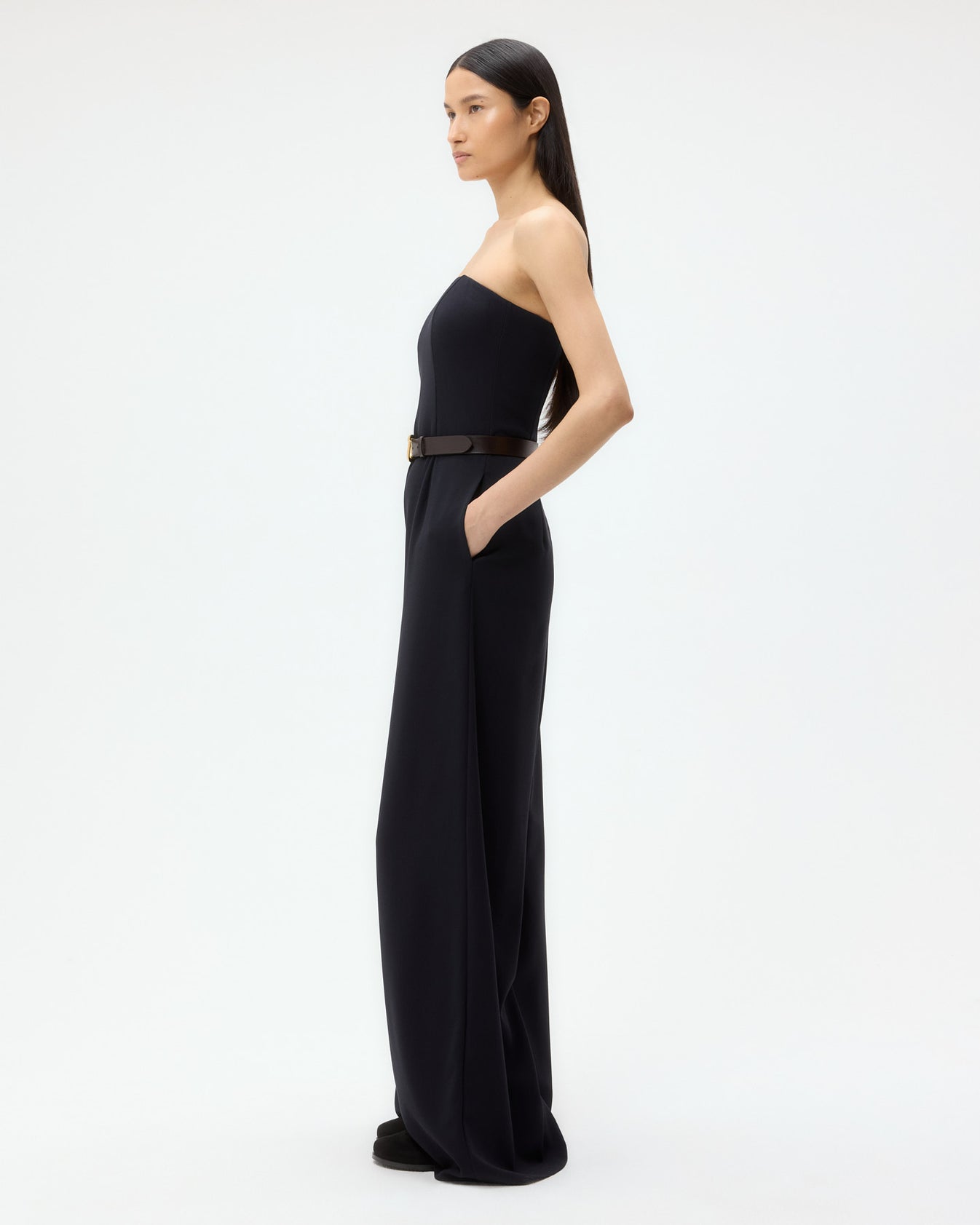 TWP Midnight Jade Jumpsuit in Drapey Wool Crepe view 4