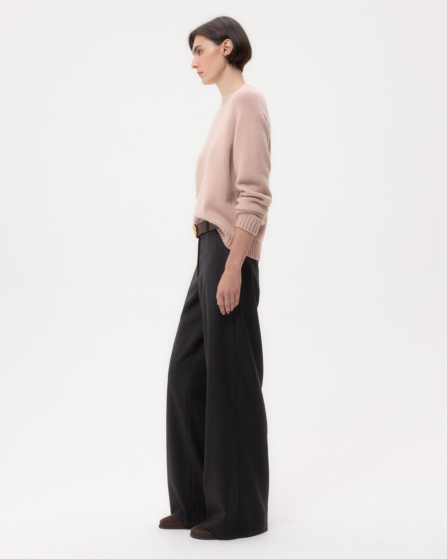 TWP Charcoal Downing Pant in Micro Herringbone Wool Suiting view 4