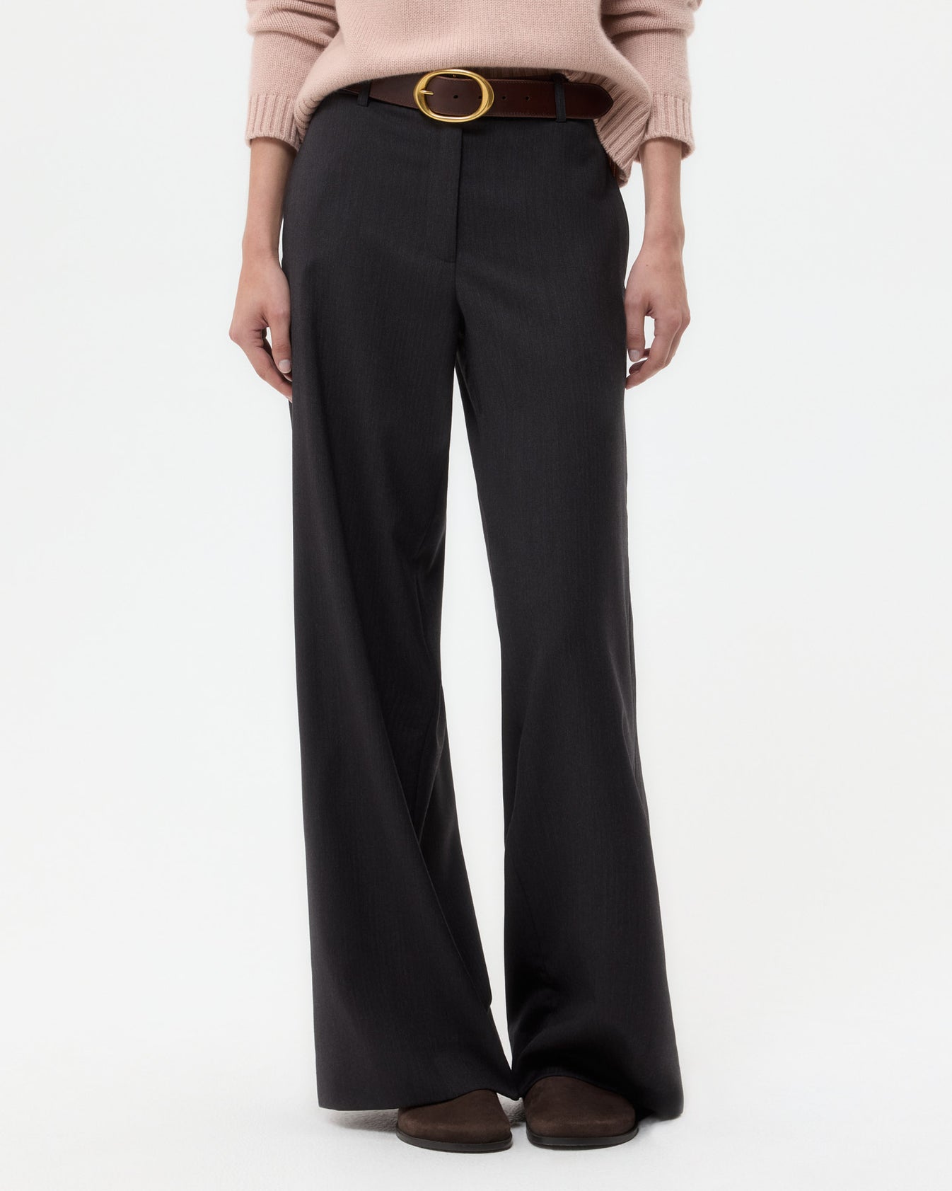 TWP Charcoal Downing Pant in Micro Herringbone Wool Suiting view 1