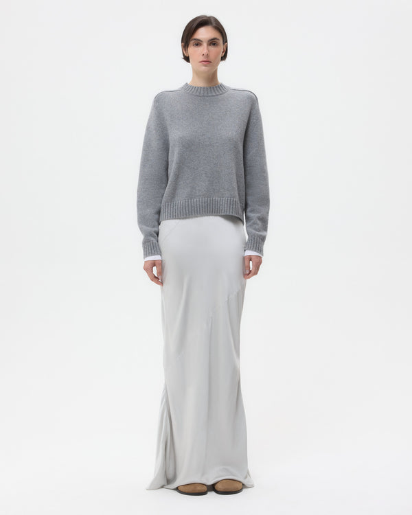 TWP Light grey My Endless Love Skirt in Shiny Satin view 1