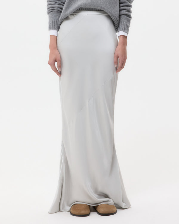 TWP Light grey My Endless Love Skirt in Shiny Satin view 2