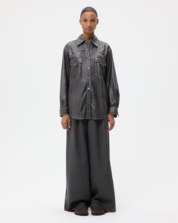 TWP Urban chic Dutton Shirt in Paper Leather view 1