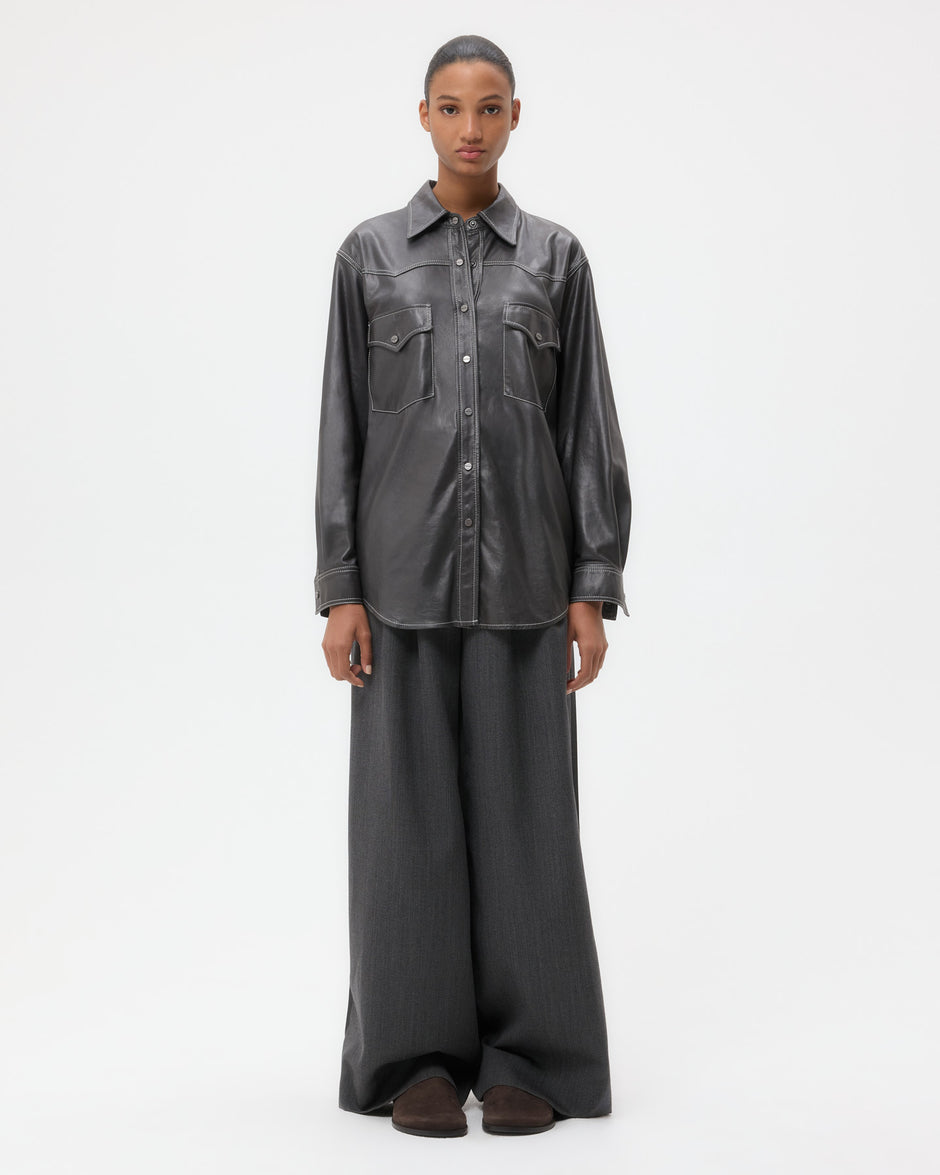 TWP Urban chic Dutton Shirt in Paper Leather view 1