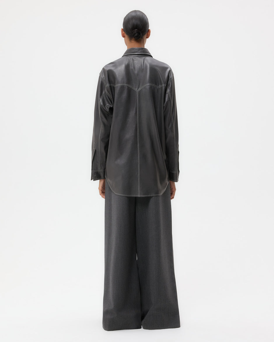 TWP Urban chic Dutton Shirt in Paper Leather view 6