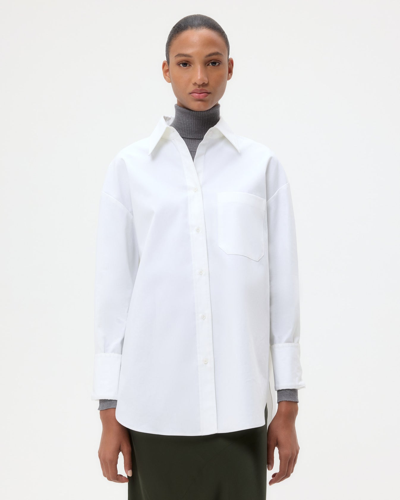TWP White Big Joe Shirt in Super Compact Poplin view 4