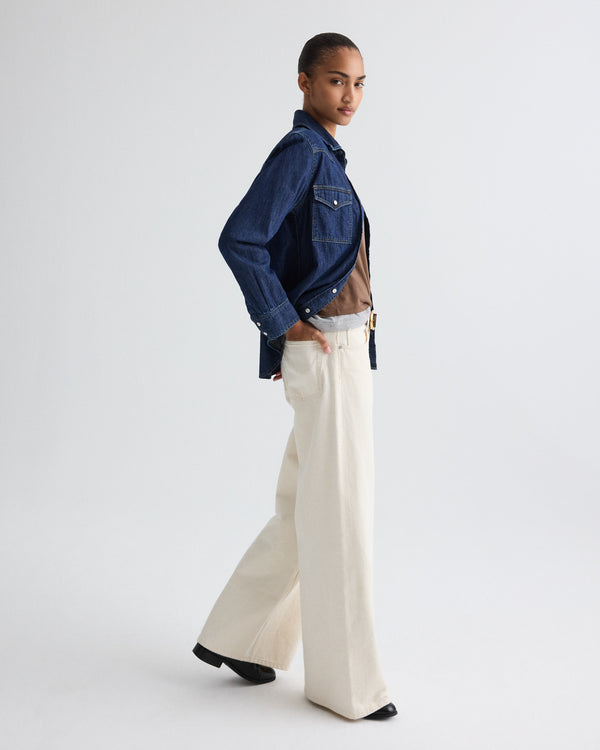 TWP Dark stone Cowboy Take Me Away Shirt in Denim Shirting view 5